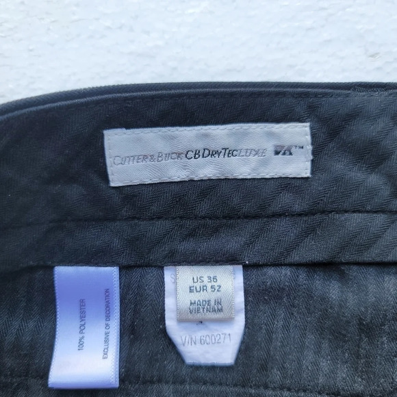 Cutter & Buck CB Drytec LUXE Shorts Mens Black Pleated Golf Shorts Sz 36 - Picture 5 of 7